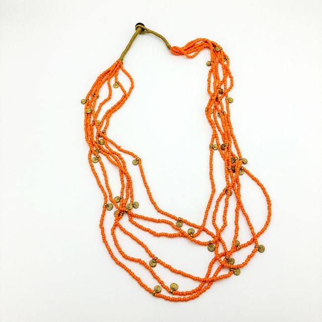 Lange Kette oranges Glas und Messing