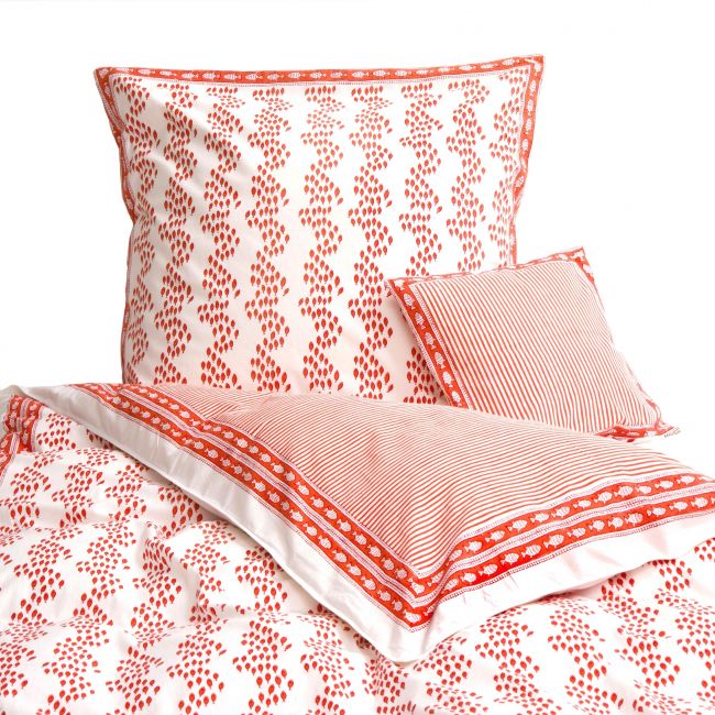 Bettwäsche Orange Fische, Foto mit Kissen 80x80 und 40x40