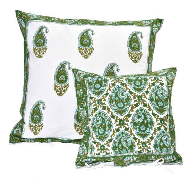 Kissen Nikola Green - natürlich handbedruckt und 100% Baumwolle!