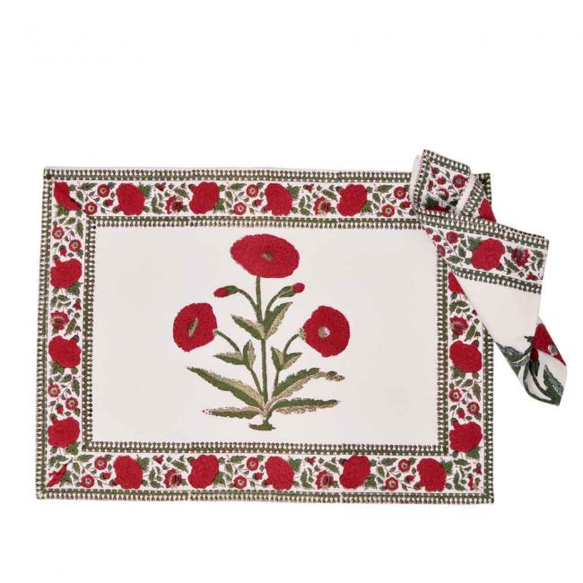 Tischset Poppy Flower mit Stoffserviette