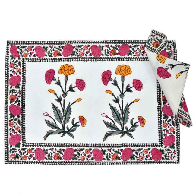 Tischset Pinkflower mit Stoffserviette