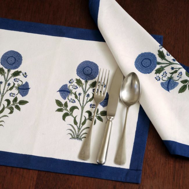 Tischset Poppy Blue mit Stoffserviette
