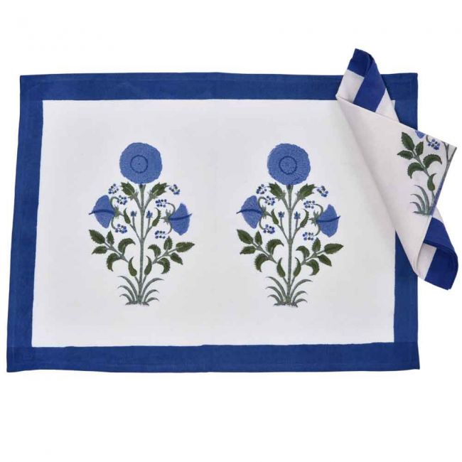 Tischset Poppy Blue mit Stoffserviette