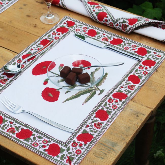 Tischset Poppy Flower mit Stoffserviette